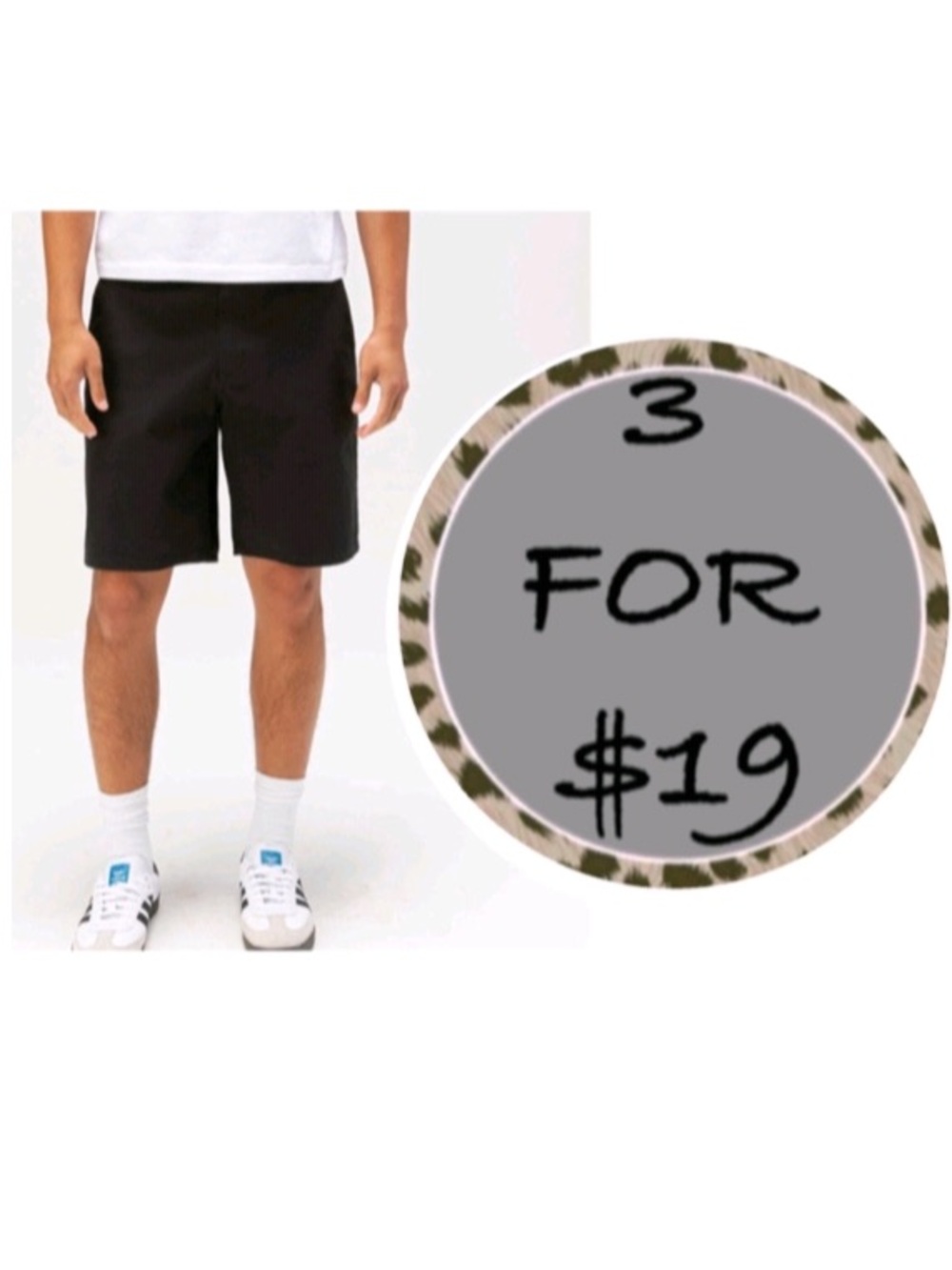 3/$19 RSQ Mens Mid Length Black Chino Shorts